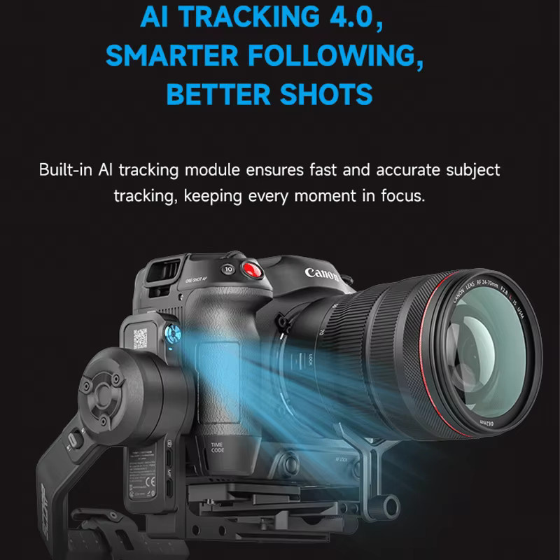 FeiyuTech SCORP C2 Kamera-Gimbal für DSLR und Mirrorless in Schwarz mit AI-Tracking und Vlogging-Funktion für vertikale Aufnahmen - Bild 4
