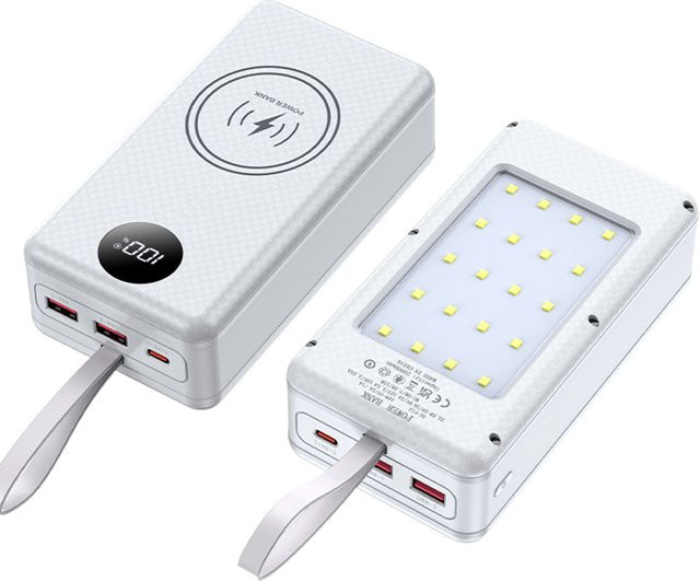 YiFanHeRong DIY Power Bank Gehäuse für 12x 18650 Batterien mit Dual USB Typ-C, 22,5 W Schnellladung und 15 W kabellosem Laden, Schwarz - Bild 1