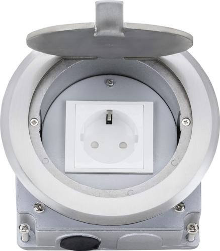 LEDmaxx 105628 1fach Fußboden-Einbausteckdose in Silber aus Aluminium mit erhöhtem Berührungsschutz IP20 - Bild 1