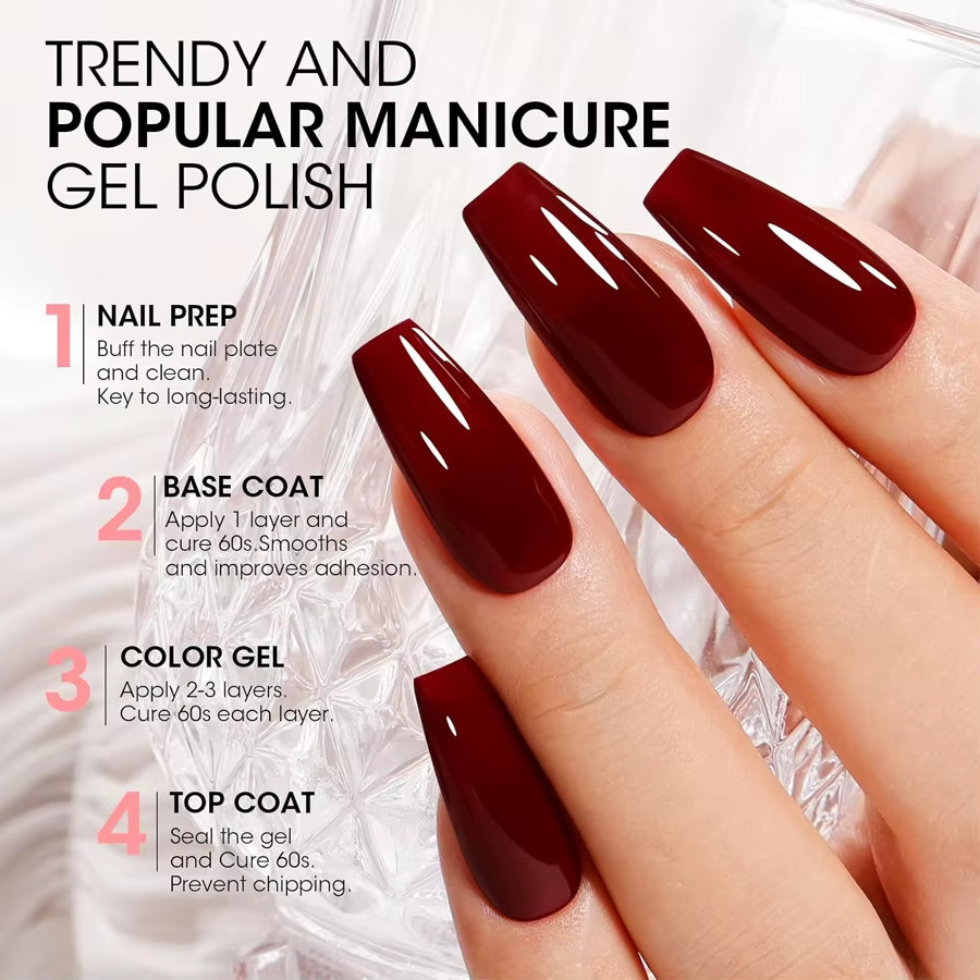 QAZIXU Gel-Nagellack, rot, glänzend, 10 ml - Bild 3