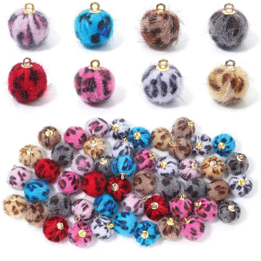 louleur Charms Anhänger, Leopardenmuster, Plüschfell, 16 mm, Bunt, Unisex - Bild 3