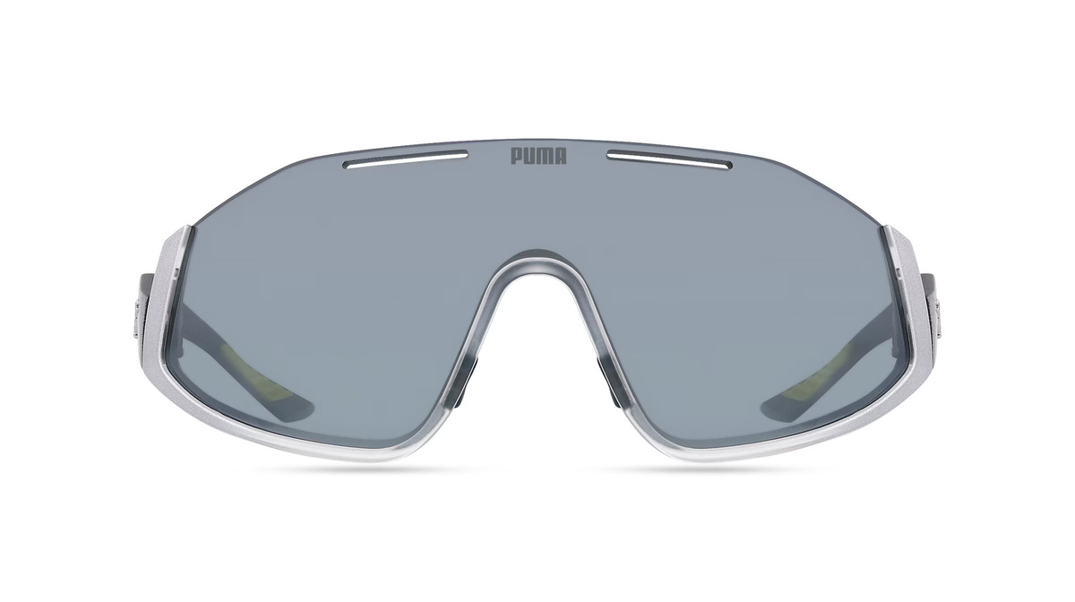 Puma PU0358S Sonnenbrille, Vollrand, Monoscheibe, Kunststoff, Unisex, grau, silver - Bild 1