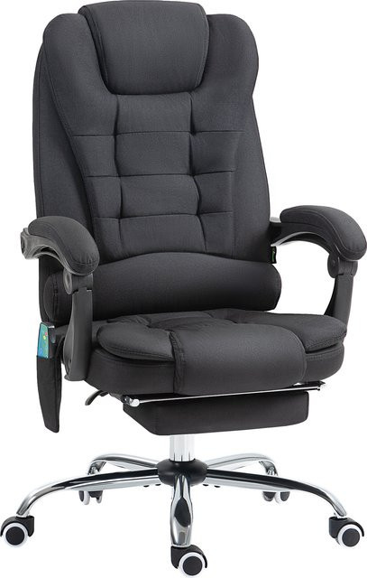 Vinsetto Ergonomischer Bürostuhl mit Massage- und Wärmefunktion, Schwarz, Schreibtischstuhl mit Fußstütze und Seitentasche - Bild 1