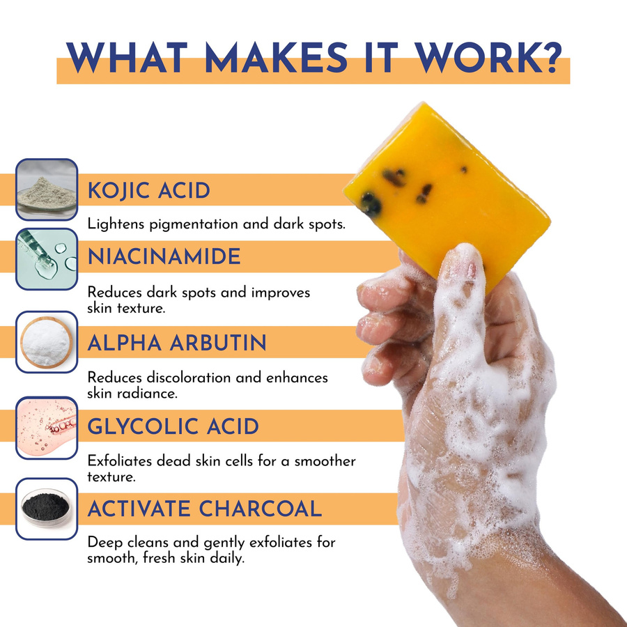 IFusion Peelingseife für Herren, mit Kojisäure, Alpha-Arbutin, Glykolsäure, Niacinamid & Aktivkohle - Bild 2