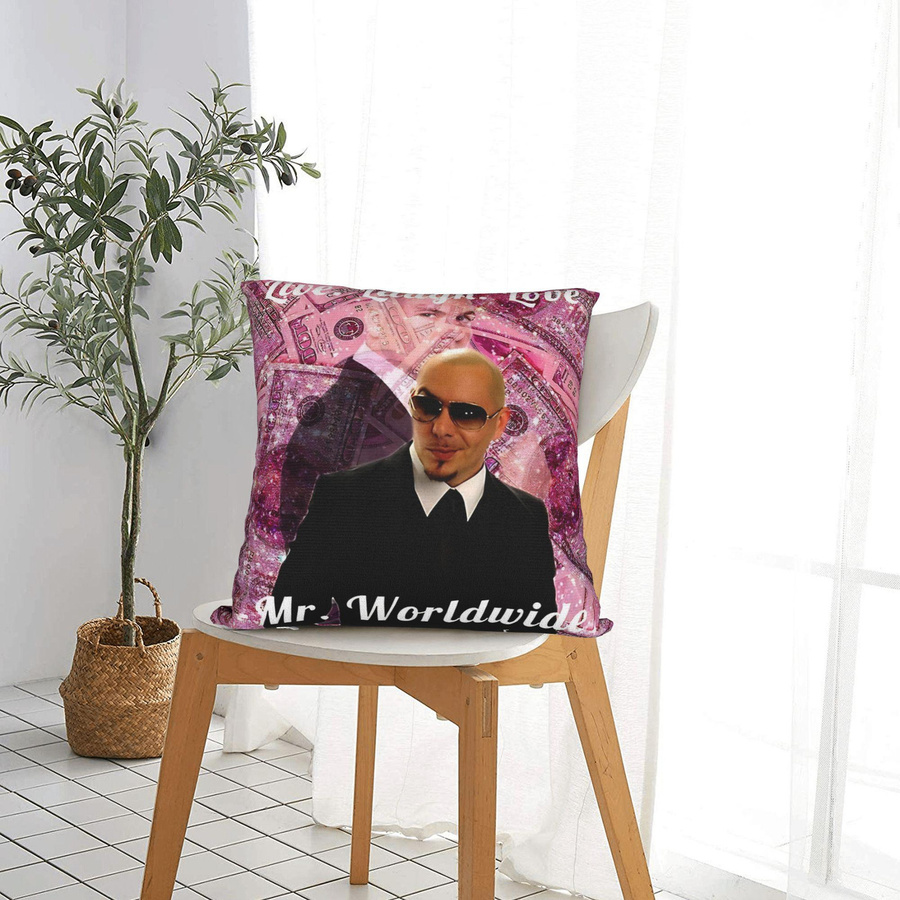 Lustiger Kissenbezug Mr Worldwide Pitbull 305 Design, quadratische Wurfkissenhülle in Multicolor, B/B/H: 45 x 45 cm - Bild 4