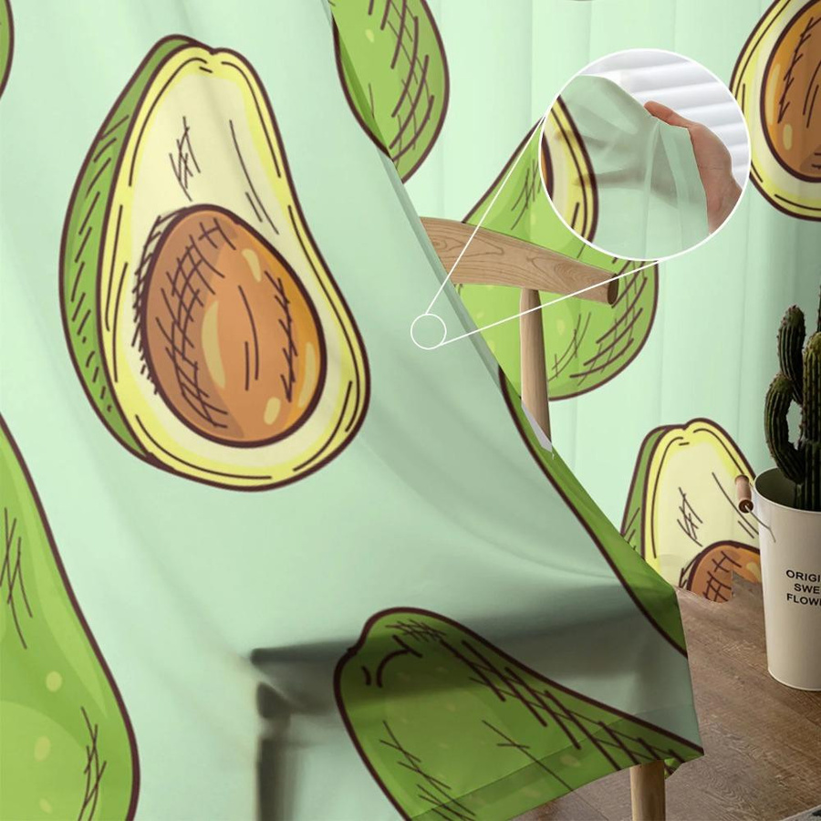 Yiran Furniture Transparente Tüll Vorhänge Avocado Grün mit Ösen, Breite: 135 cm, Höhe: 115 cm - Bild 1