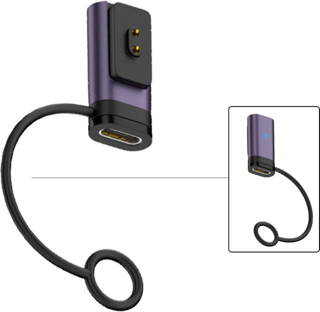 Magnetischer USB-C Ladeadapter für Xiaomi Band 8/9/10 Pro und Redmi Watch 4/5/Band 2/3 in Lila mit Anti-Verlust-Schlaufe - Bild 1