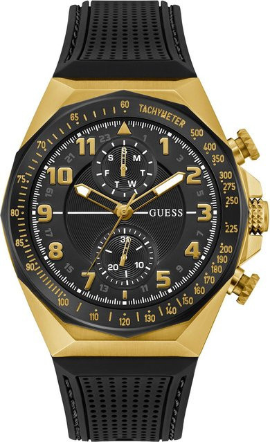 Guess Armbanduhr, Quarz, Edelstahl, 48 mm, Silikon, Schwarz, Herren - Bild 1