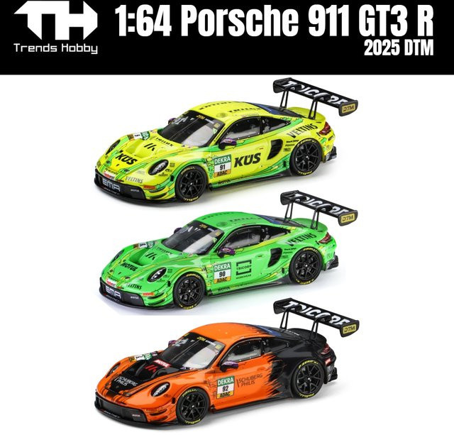 Trends Hobby Porsche 911 GT3 R 2025 DTM Super Sport, Miniaturmodell, 1:64, ab 14 Jahren - Bild 1
