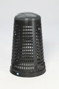 VAR Korbständer aus Kunststoff in Schwarz mit grauem Deckel und Klemmring, 90 l - Bild 1