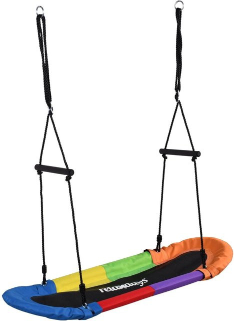 Relaxdays Nestschaukel aus Oxford-Stoff und Stahl in Bunt, höhenverstellbar mit Griffen, B/T/H: 123 x 45 x 45 cm - Bild 1