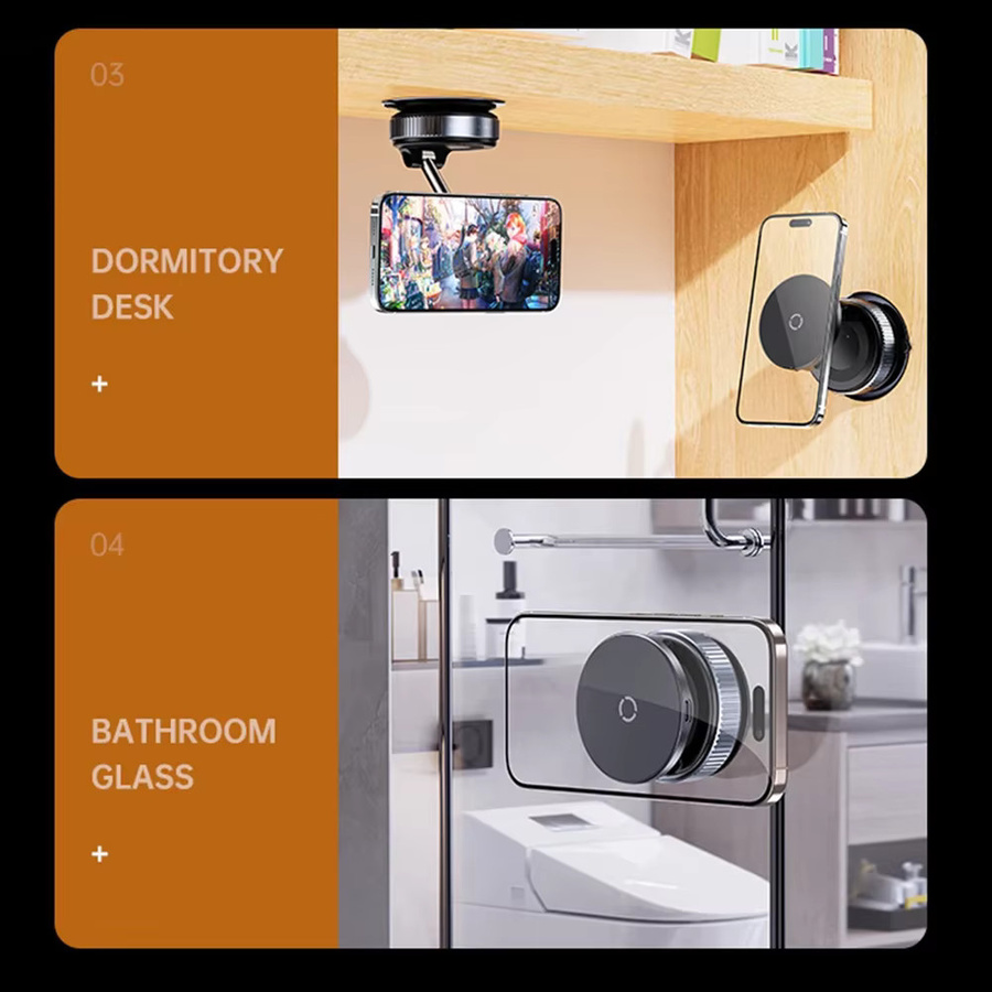 Kebidumei Magnetische Vakuum Auto Telefonhalterung mit 15 W Drahtlosem Laden, Faltbares Design und 360 Grad Rotation, Schwarz - Bild 4