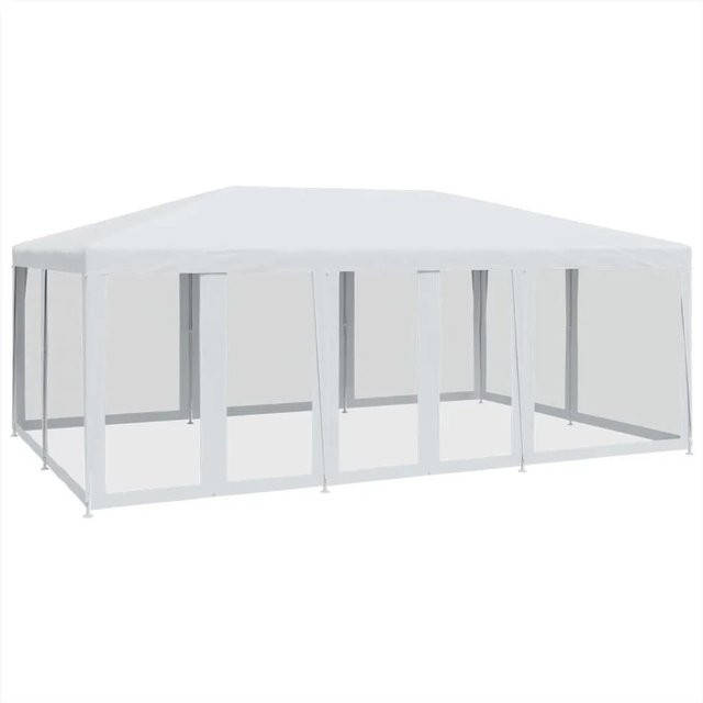 vidaXL Partyzelt Weiß mit 10 Mesh-Seitenteilen aus HDPE, B/T/H: 6 x 4 x 2,8 m - Bild 1