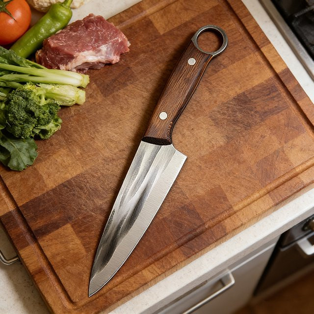 Geschmiedetes JYi Kochmesser in Silber mit Holzgriff für Fleisch, Fisch und zum Ausbeinen - Bild 1