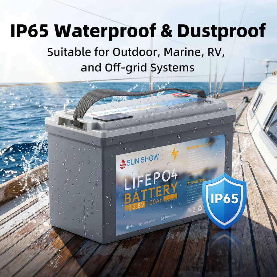SANDISOLAR 12,8 V 100 Ah LiFePO4 Lithium-Akku mit Bluetooth und BMS, IP65 Deep-Cycle-Akku für Wohnmobile, Wohnwagen und Boote - Bild 3