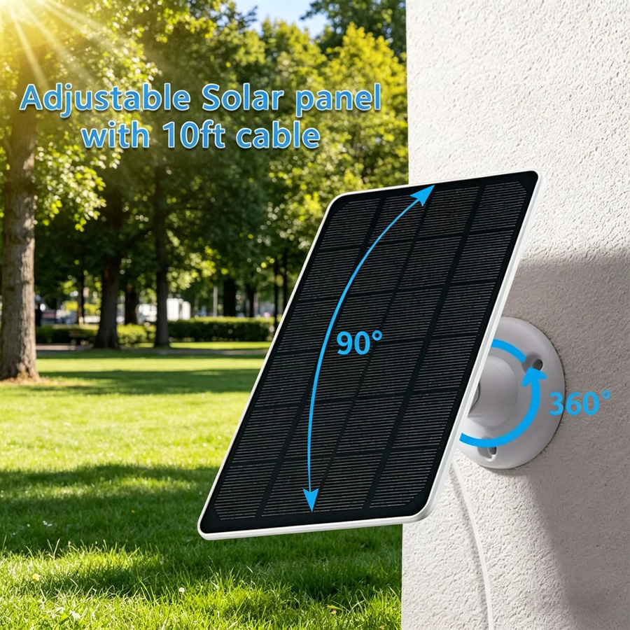 ELEGEEK Solarpanel für Ring Stick Up Cam und Spotlight Cam, 4W Solarladegerät mit integriertem Spannungsregler, Schwarz - Bild 4