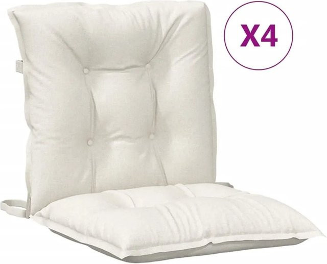 vidaXL Niedriglehner-Auflagen 4er-Set Melange Creme, UV-beständig und rutschfest, B/T/H: 100 x 50 x 7 cm - Bild 1