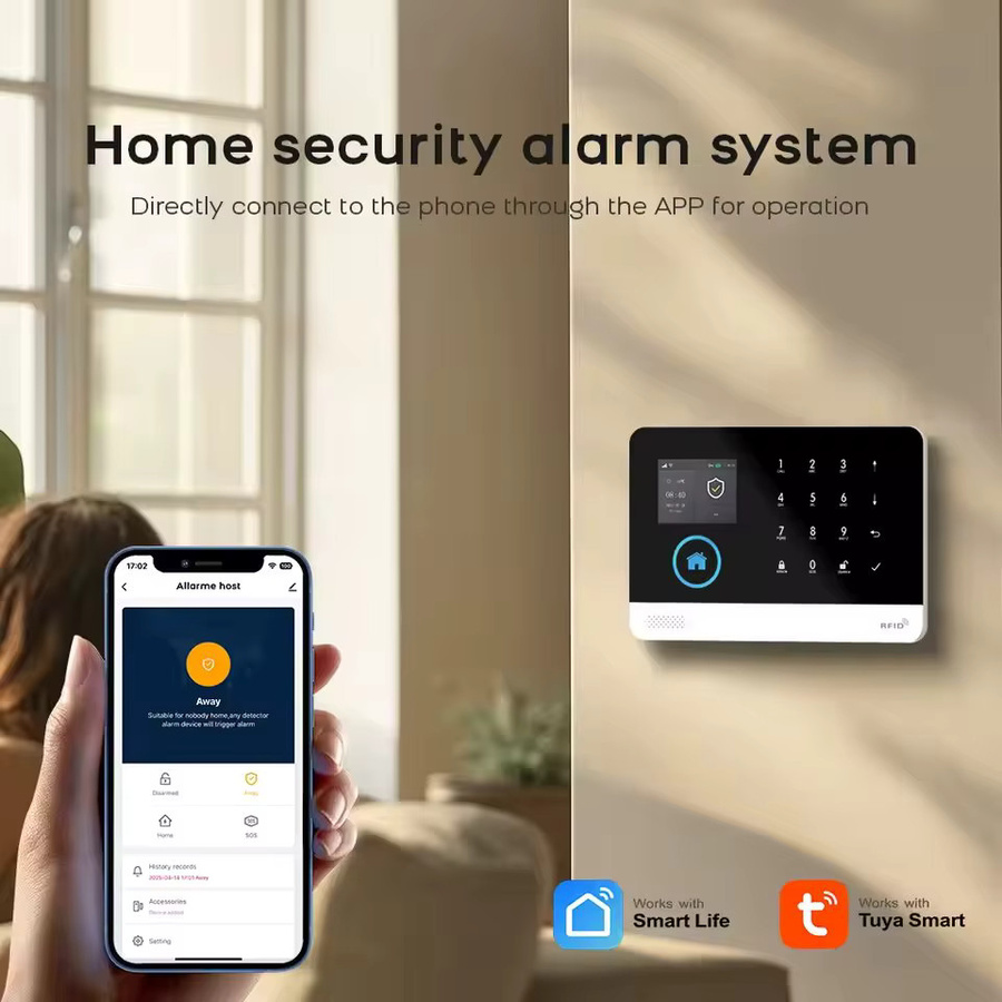 AiHexsm Smart Home Sicherheitssystem mit 2G GSM WiFi Alexa Tuya Smart Life Kompatibilität, Bewegungs- und Tür-Magnetsensor mit Haustier-Immunität - Bild 2