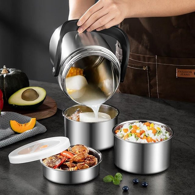 MAXCOOK Thermobehälter MCTG6621 aus 304 Edelstahl, isolierte Lunchbox mit Vakuum-Doppelwand, Silber, 2 l - Bild 1