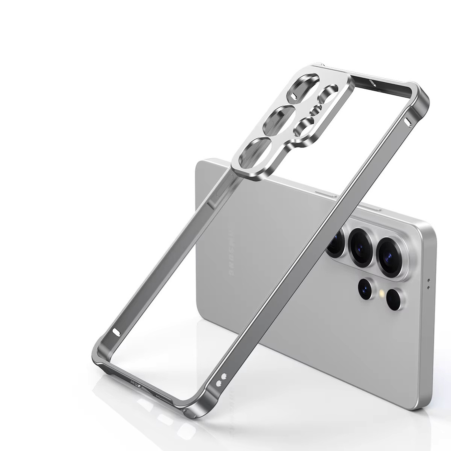Stoßfeste Handyhülle aus Aluminiumlegierung für Samsung Galaxy S26 Plus und S26 Ultra in Transparent/Silber mit Wärmeableitung - Bild 1