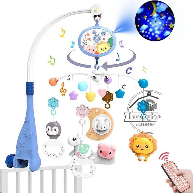Binchi Outdoor Equipment Musikalisches Baby-Krippen-Mobile, mit Lichtern, Musik, Projektion, Fernbedienung, ab 0 Jahren - Bild 1