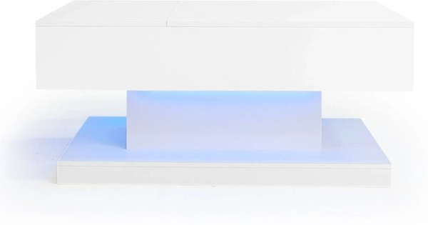 okwish Couchtisch mit Hydraulik-Lift und LED-Beleuchtung in Weiß, B/T/H: 100 x 50 x 45 cm