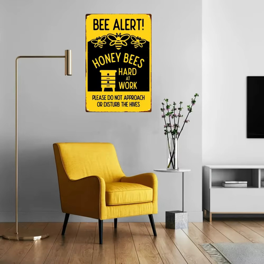 CIFBUY Imker-Schild aus Metall in Gelb-Schwarz, B/H: 20,3 x 30,5 cm, Dekoration für Garten und Außenbereich - Bild 5