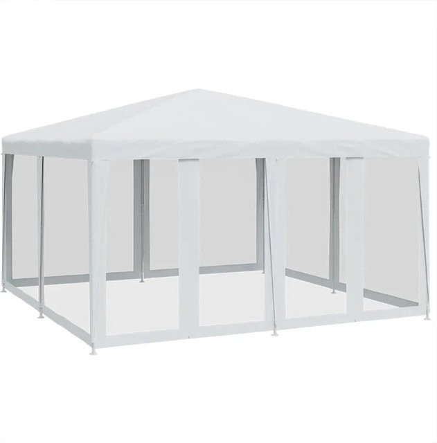vidaXL Partyzelt aus HDPE in Weiß mit 8 Mesh-Seitenteilen, B/T: 4 x 4 m - Bild 1