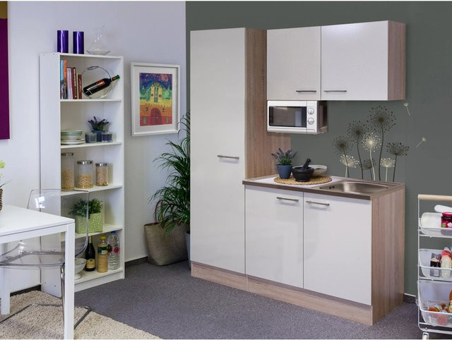Flex-Well Exclusiv Singleküche Orlando in Kaschmir Glanz und Sonome Eiche, Breite: 150 cm - Bild 1