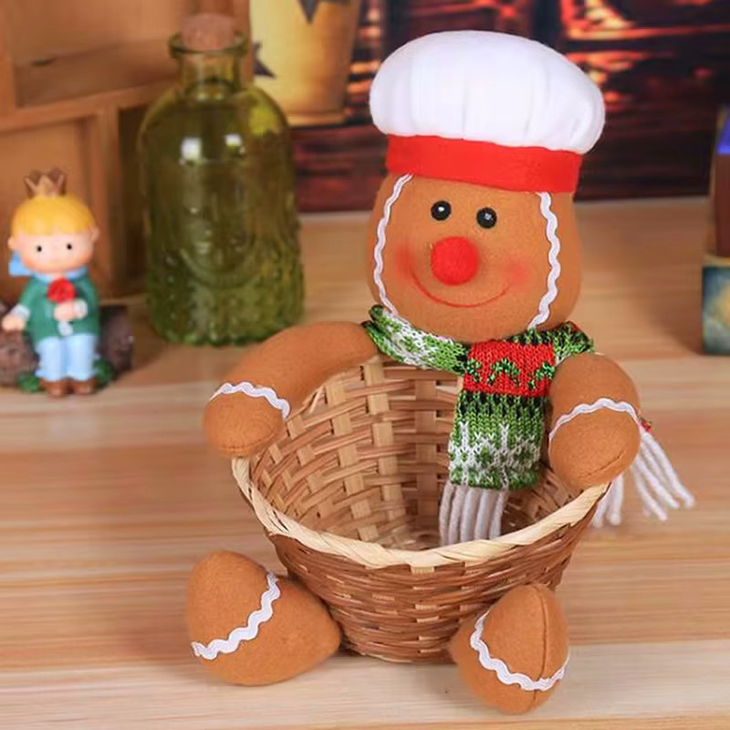 Weihnachtlicher Süßigkeiten-Aufbewahrungskorb im Santa Claus Design, bunt, aus Rattan und Bambus - Bild 4