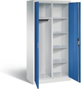 C+P Akten- und Garderobenschrank Acurado mit Türen, Front Enzianblau, Korpus Lichtgrau, H x B x T: 195 x 93 x 50 cm - Bild 1
