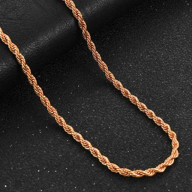 Halskette Edelstahl Twisted Rope, Roségold vergoldet, 75 cm, Unisex - Bild 1