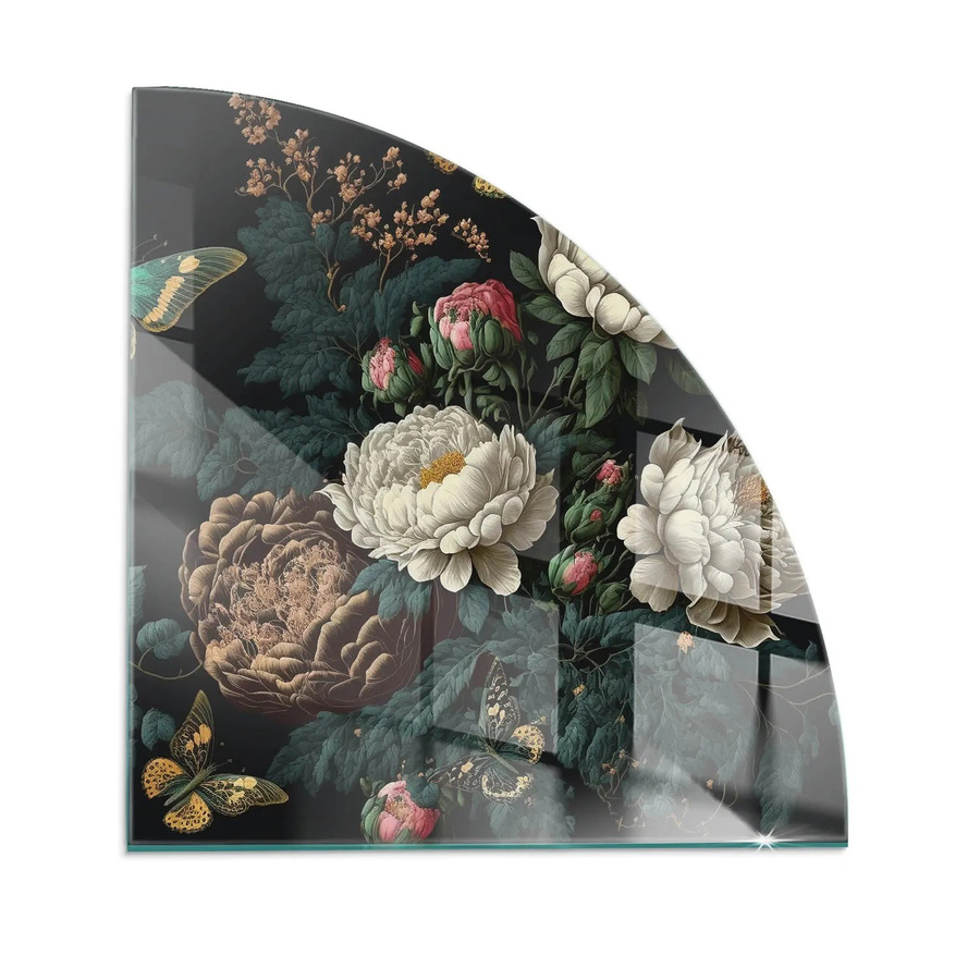 Tulup Glasplatte für Kaminöfen mit Blumenmuster und Schmetterlingen, Farbe: Grün/Mehrfarbig, B x B: 100 x 100 cm - Bild 2