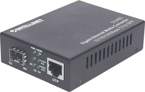 Intellinet 510493 SFP Netzwerk-Medienkonverter für LAN und Gigabit Ethernet in Schwarz - Bild 1