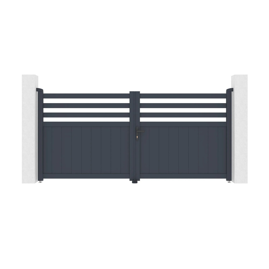 Casanoov Elektrisches Flügeltor Nevis aus Aluminium in Grau mit Drehtorantrieb Ranger B150, Breite: 305 cm, Höhe: 140 cm - Bild 2