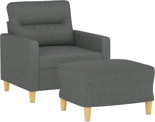 vidaXL Sessel mit Hocker in Dunkelgrau, moderner Relaxsessel mit Armlehnen und passendem Ottoman aus Stoff - Bild 1