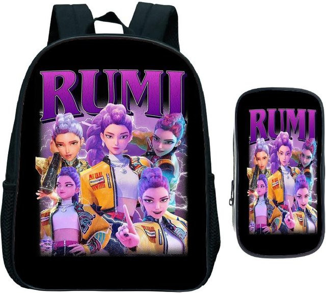 Huntrix Kinder Rucksack Set mit Federtasche für Kindergarten und Schule, 2er Set, Mehrfarbig - Bild 1