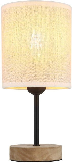 GLOBO Tischleuchte Jule im Industrial-Look aus Holz und Metall, Braun/Schwarz/Beige, Höhe: 29 cm, Durchmesser: 13 cm, E27 - Bild 1