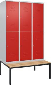 C+P Doppelstock-Spind Classic PLUS Sitzbank mit 3 Abteilen, Buche-Hartholz, B/T/H: 212,0 x 120,0 x 81,5 cm - Bild 1