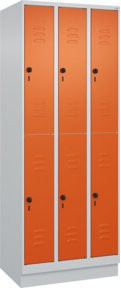 C+P Doppelstock-Spind Classic PLUS mit Sockel, 3 Abteile, Reinorange, H x B x T: 195 x 75 x 50 cm - Bild 1