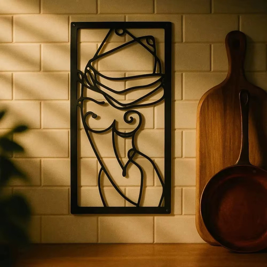 CIFBUY Moderne Metall-Wandkunst Weibliche Silhouette in Schwarz als wasserfestes Wandposter für Schlafzimmer und Badezimmer - Bild 3