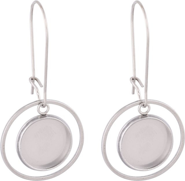 Ohrring Basis Edelstahl, 12mm Cabochon, Hoop Kreis, 10 Stück - Bild 1