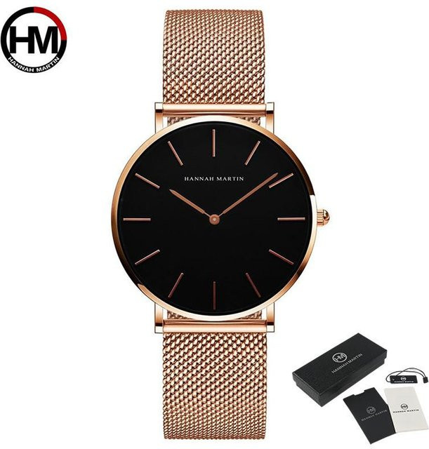 Hannah Martin Armbanduhr, Quarz, Messing, Schwarz/Roségold, 36 mm, Damen - Bild 1
