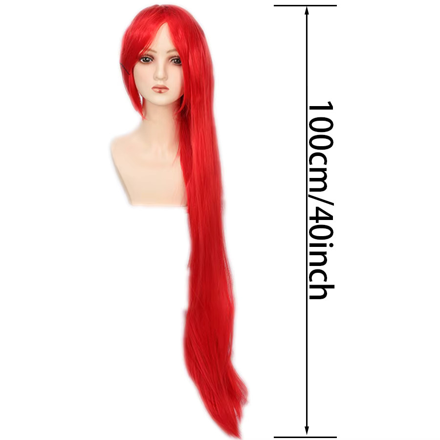 allaosify Cosplay-Perücke, 100 cm, hitzebeständiges Kunsthaar, Unisex - Bild 3