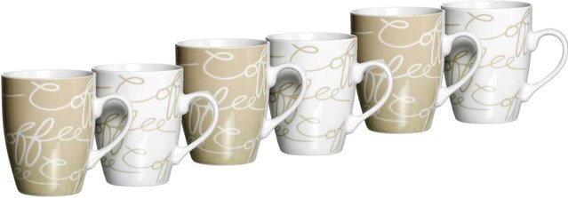 Ritzenhoff & Breker Kaffeebecher Cornello aus Keramik, 6er Set, Beige/Multicolor, 250 ml pro Becher - Bild 1