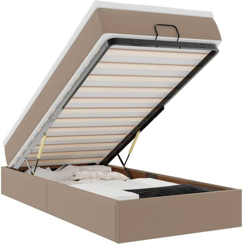 Vidaxl Ottoman Polsterbett mit Matratze in Braun aus Kunstleder B/T/H: 90 x 190 x 23,5 cm - Bild 1
