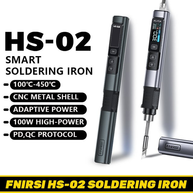 FNIRSI HS-02 Smart Lötkolben mit IPS Farbdisplay und 100W PD Löt-Nacharbeitsstation für Reparaturarbeiten (100-450 ℃) - Bild 1