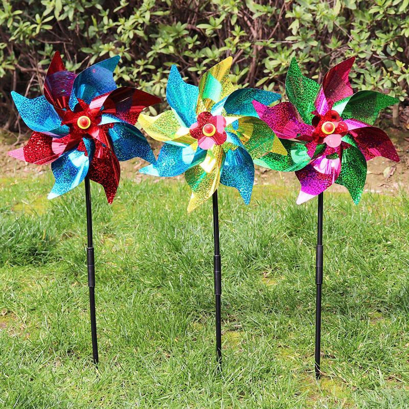 Gladiolusg Vogelscheuche Windrad Reflektierend Silber aus Kunststoff für Garten und Rasen - Bild 2