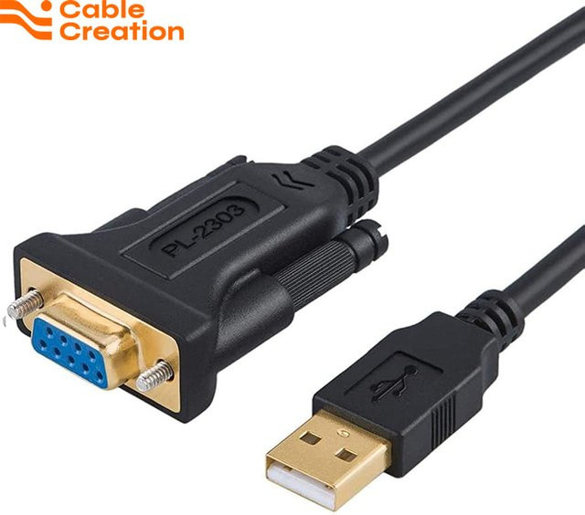 CableCreation USB-auf-RS232-Adapter mit PL2303-Chipsatz, USB 2.0 auf serielles DB9-Konverterkabel, Schwarz - Bild 1