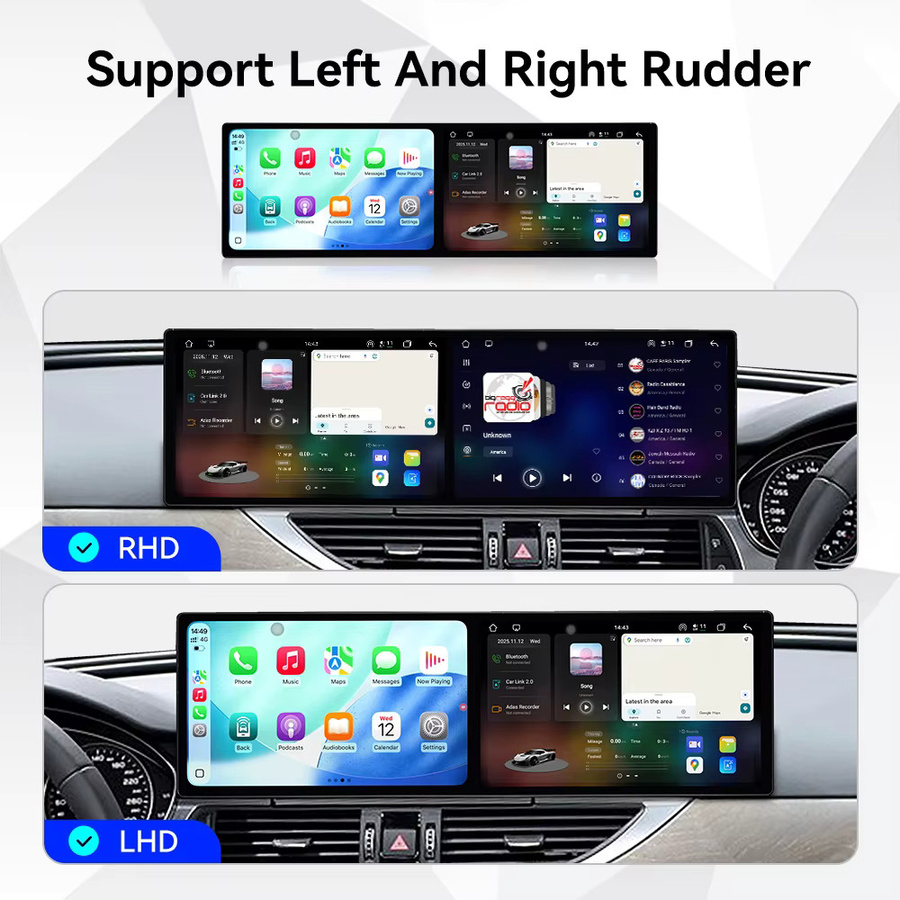 MOOKAKA Dual 11,5 Zoll Android Auto-Multimedia-Player mit GPS und CarPlay für Audi A6 A7, Schwarz - Bild 5